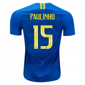 Camisolas de Futebol Brasil Paulinho 15 Equipamento Alternativa Copa do Mundo 2018 Manga Curta